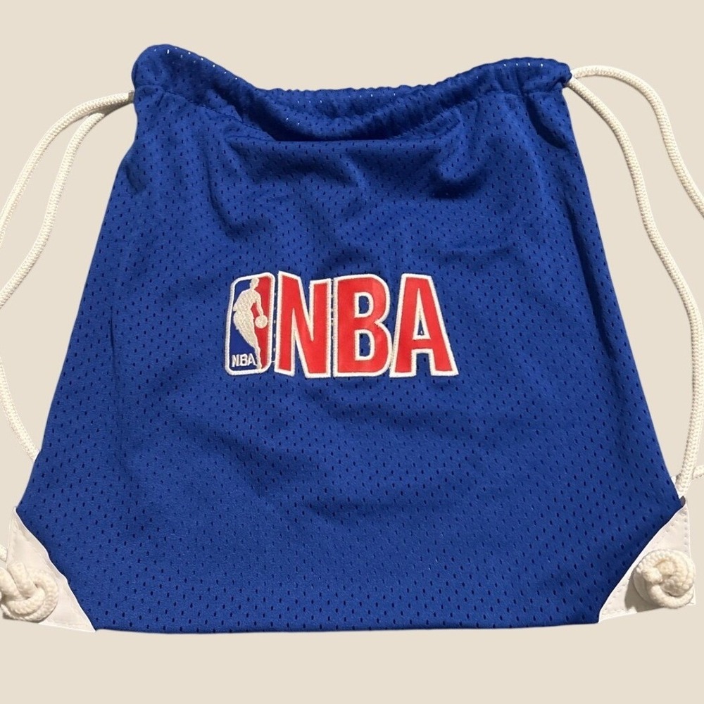 NBA Drawstring Backpack Blue White Mesh Sport Gym Sack